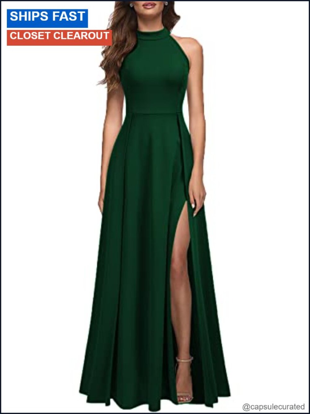 Halter Neck Sexy Split Bodycon Maxi Long Formal Cocktail Party Dress